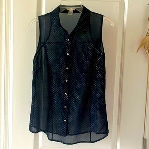 Cache sheer sleeveless with silver speckles